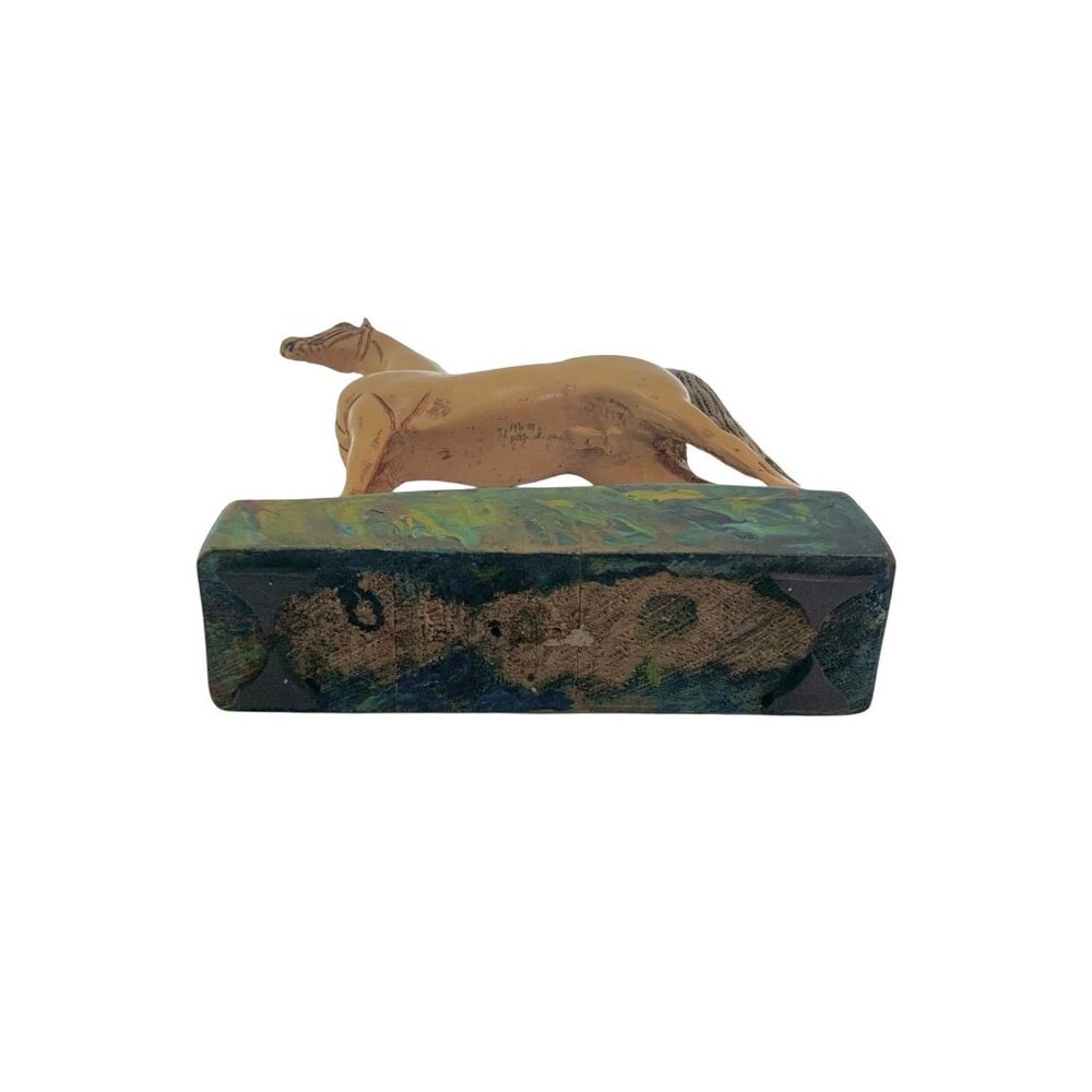 Horse Figurine Hand Carved Wood Statue Vintage Equestrian Decor - Picture 10 of 10